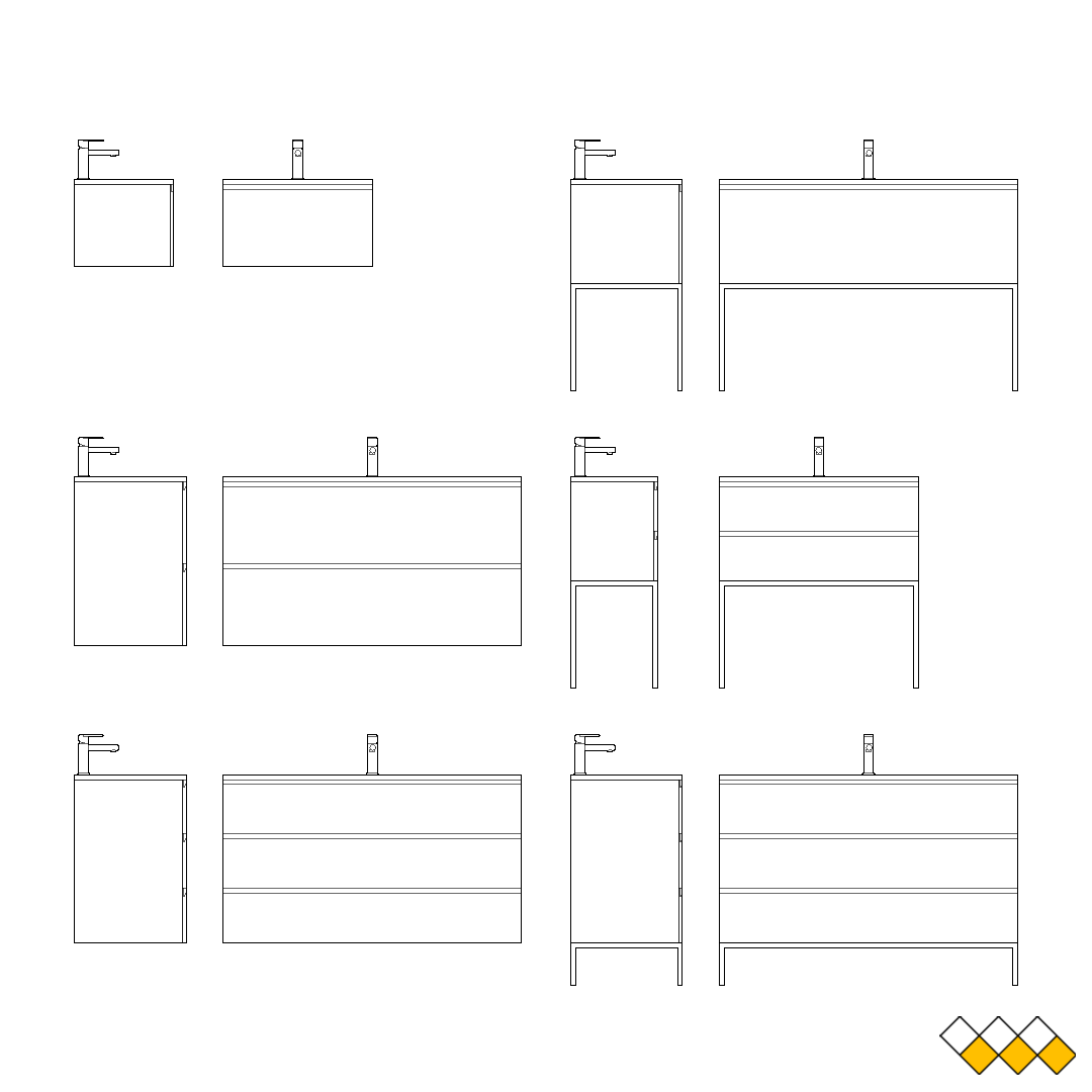 DWG Sink with countertop elevation block