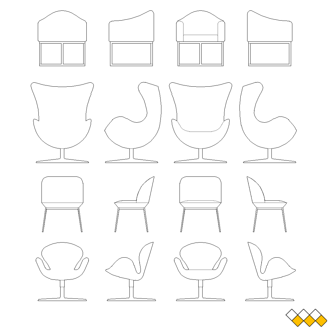 DWG armchair block elevation