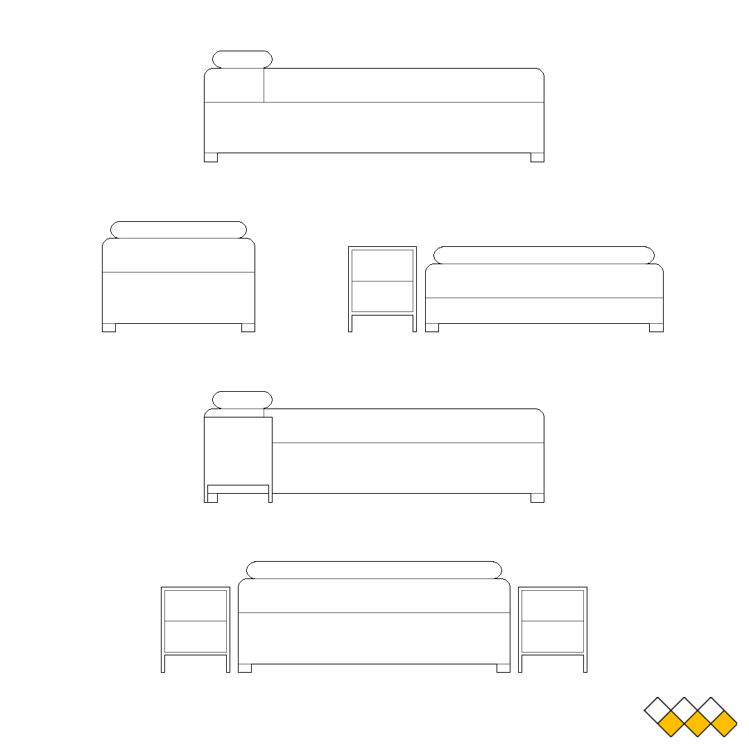 DWG Bed elevation block